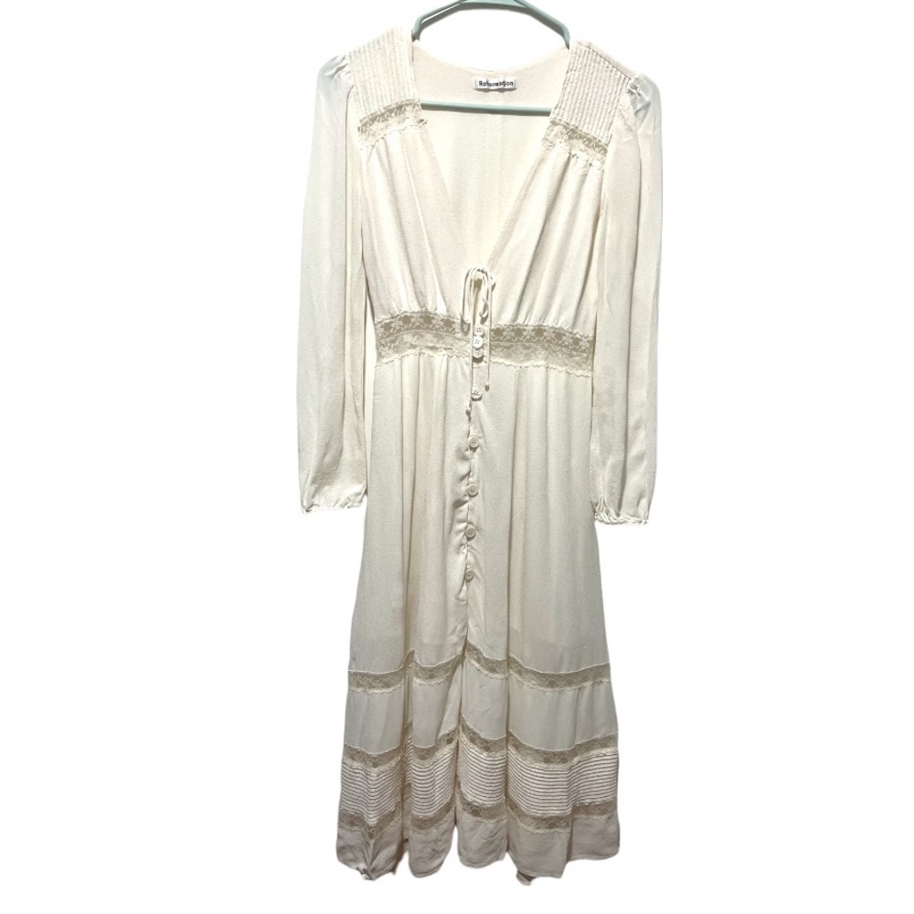 Reformation Imogen White Lace Dress - Picture 3 of 16